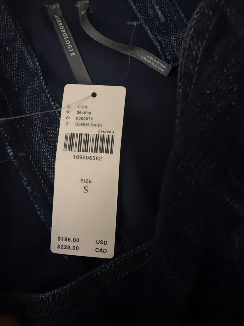Anthropologie Dark Blue Denim midi dress - Picture 7 of 7